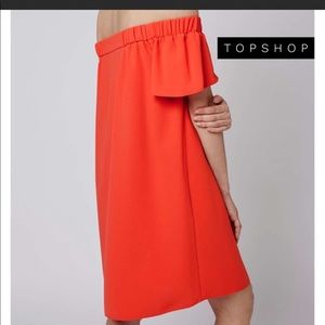 Topshop Off-the-Shoulder Tangerine Dress